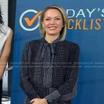 Dylan’s black print tie neck dress on Today
