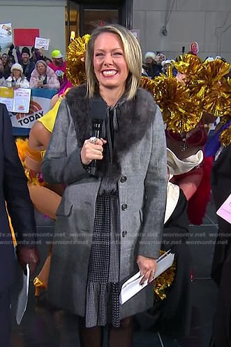 Dylan’s grey coat with fur collar on Today