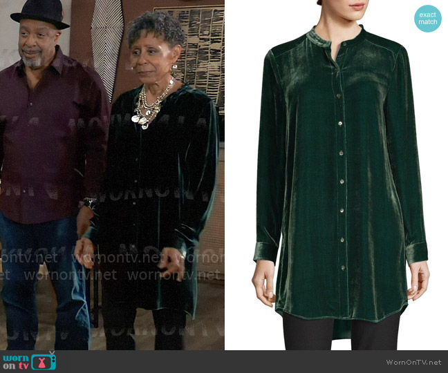 Eileen Fisher Velvet Tunic worn by Stella Henry (Vernee Watson) on General Hospital