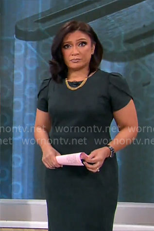 Elaine Quijani’s green suede dress on CBS Mornings