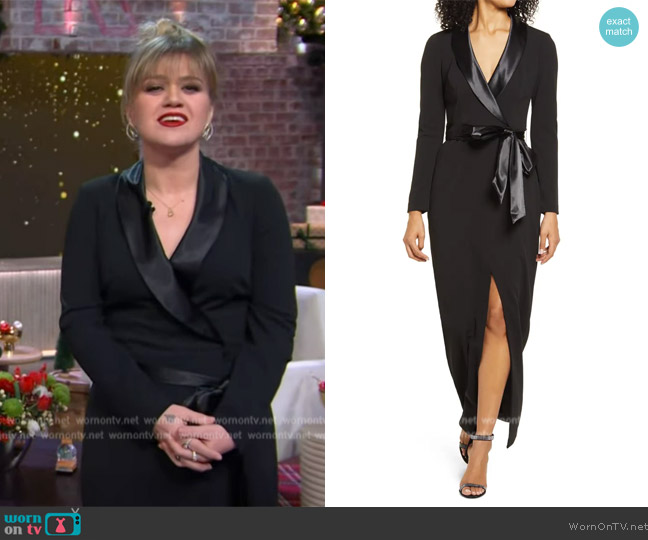 Eliza J Long Sleeve Tuxedo Gown worn by Kelly Clarkson on The Kelly Clarkson Show