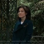 Elizabeth’s teal asymmetric draped coat on General Hospital