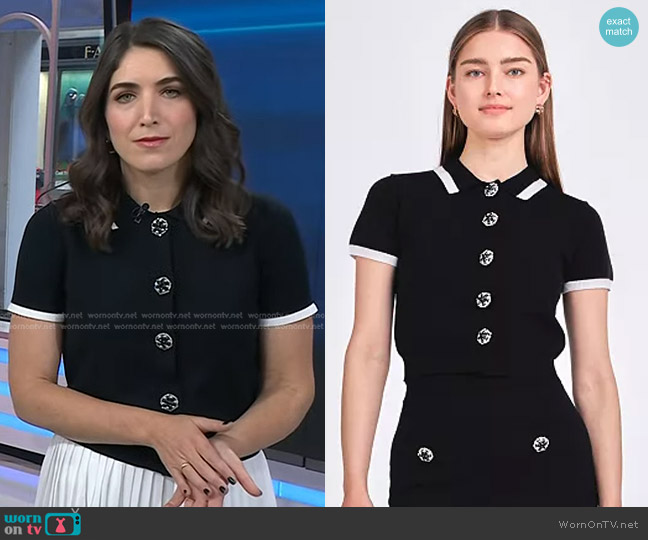 Endless Rose Jewel Button Knit Collared Top worn by Liz Kreutz on Today