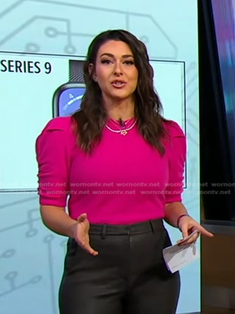 Erielle’s pink puff sleeve sweater on Good Morning America