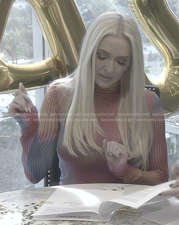 Erika’s printed ribbed mesh top on The Real Housewives of Beverly Hills