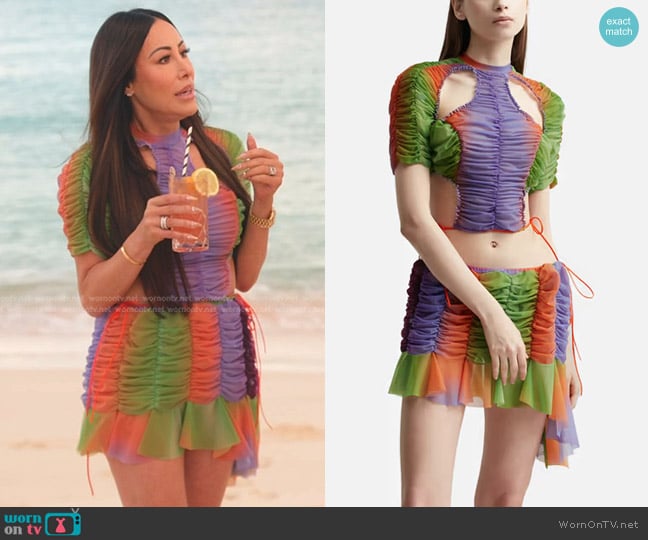 Ester Manas Sunset Cut-Out Stretch-Woven Top worn by Angie Katsanevas on The Real Housewives of Salt Lake City