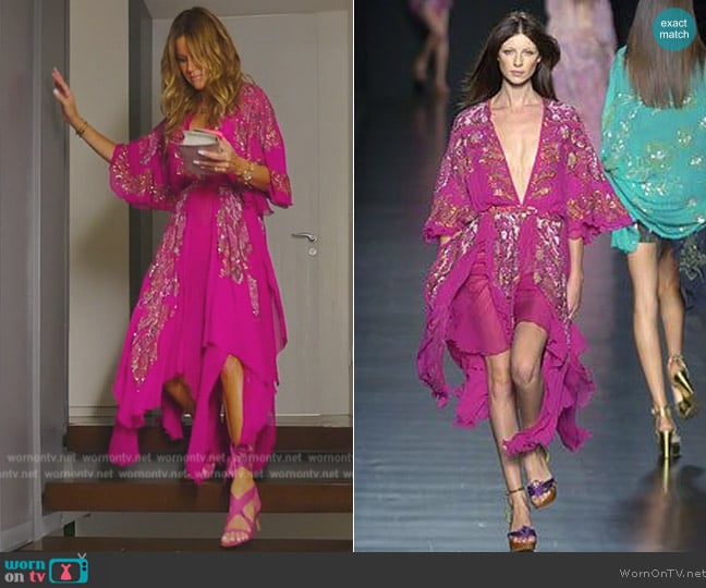 Etro Pink Silk Hand Embroidered Beaded Long Midi Dress worn by Kelly Killoren Bensimon on The Real Housewives Ultimate Girls Trip