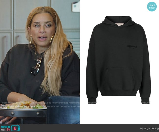 Fear of God Essentials logo-print hoodie worn by Robyn Dixon on The Real Housewives of Potomac