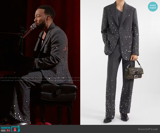 Fendi Wool Jacket in Gray worn by John Legend on The Voice