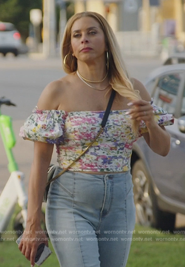 Robyn’s floral print square neck top on The Real Housewives of Potomac