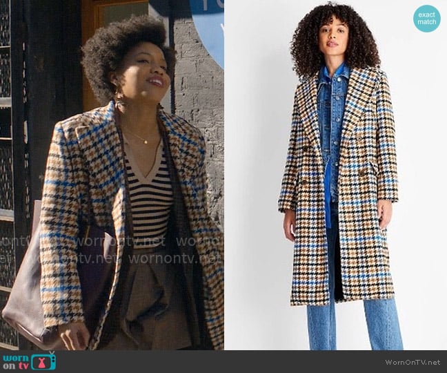 Future Collective by Kahlana Barfield Double Breasted Coat worn by Nella Rogers (Sinclair Daniel) on The Other Black Girl