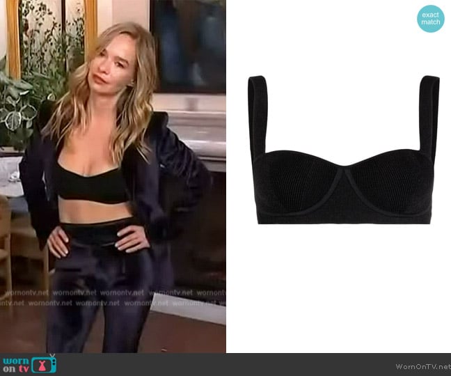 Galvan London Nyx knit bralette worn by Marissa Hermer on Access Hollywood