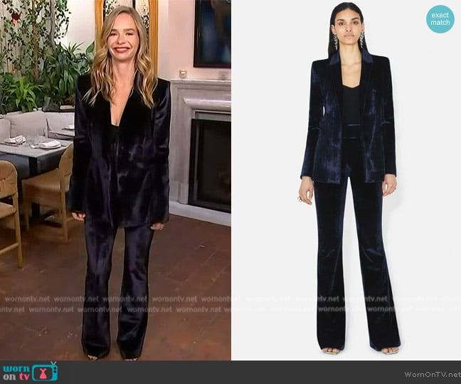 Galvan London Velvet blazer worn by Marissa Hermer on Access Hollywood