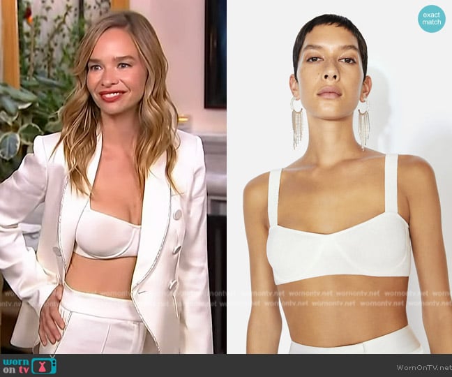 Galvan London Nyx Bralette worn by Marissa Hermer on Access Hollywood