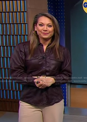 Ginger’s brown leather shirt on Good Morning America