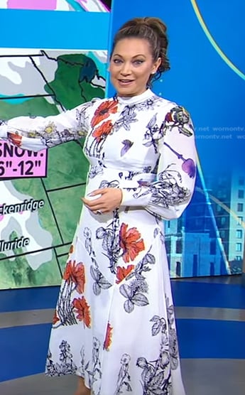 Ginger’s white floral midi dress on Good Morning America