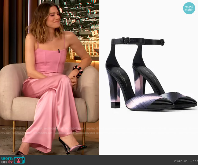 Pleated silk d'Orsay court shoes Giorgio Armani worn by Allison Williams on The Drew Barrymore Show