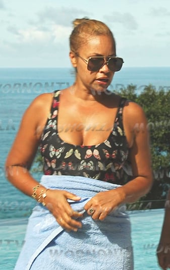 Gizelle’s black butterfly swimsuit on The Real Housewives Ultimate Girls Trip