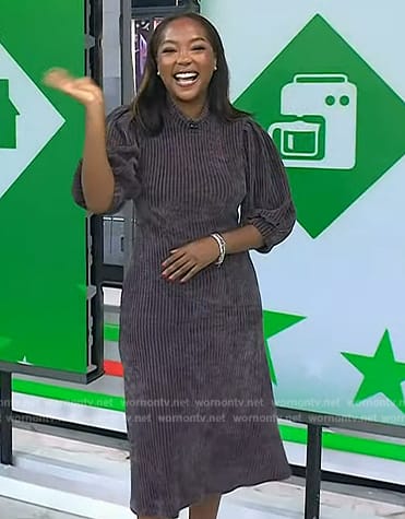 Makho’s grey knit puff sleeve dress on Today