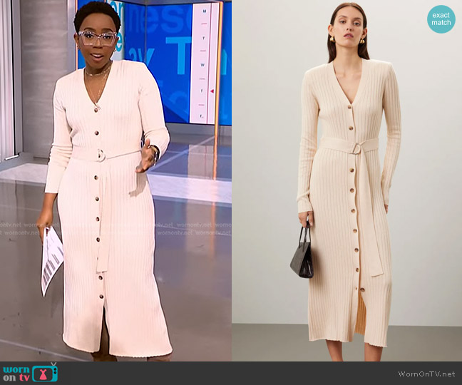 Great Jones Knit Midi Dress in Cream worn by Zinhle Essamuah on NBC News Daily