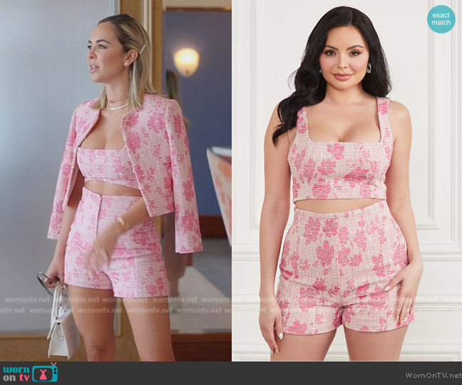 Marciano Avah Woven Crop Top worn by Nicole Martin (Nicole Martin) on The Real Housewives of Miami