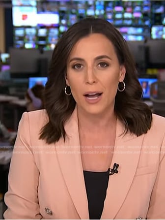 Hallie Jackson’s pink double breasted blazer on NBC News Daily