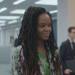 Hazel’s green snake leather blazer on The Other Black Girl