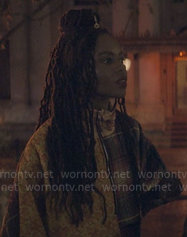Hazel’s patchwork jacket on The Other Black Girl