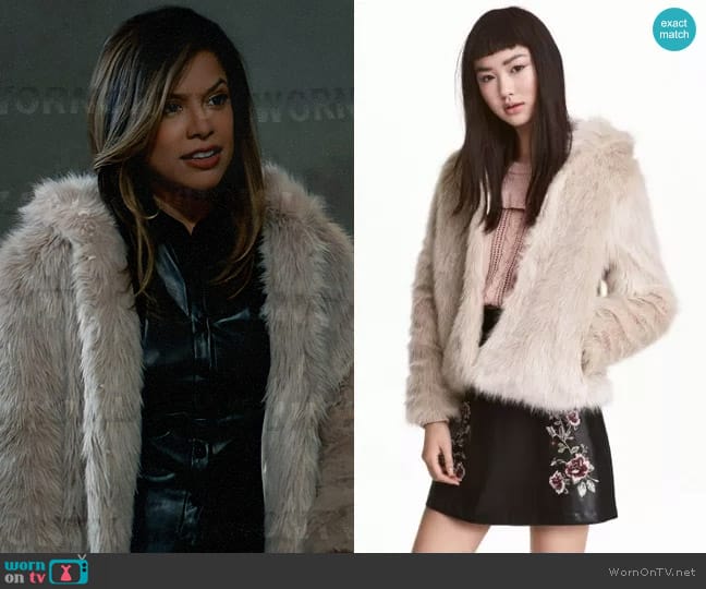 H&M Hooded faux fur jacket worn by Alison 'Blaze' Rogers (Jacqueline Grace Lopez) on General Hospital