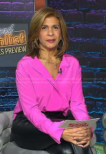 Hoda’s pink notch collar blouse on Today