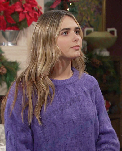 Holly’s purple cable knit sweater on Days of our Lives