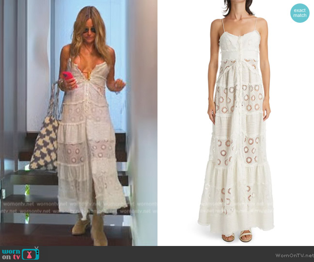 Isabel Marant Drake Floral Eyelet Cotton & Silk Maxi Dress worn by Kelly Killoren Bensimon on The Real Housewives Ultimate Girls Trip