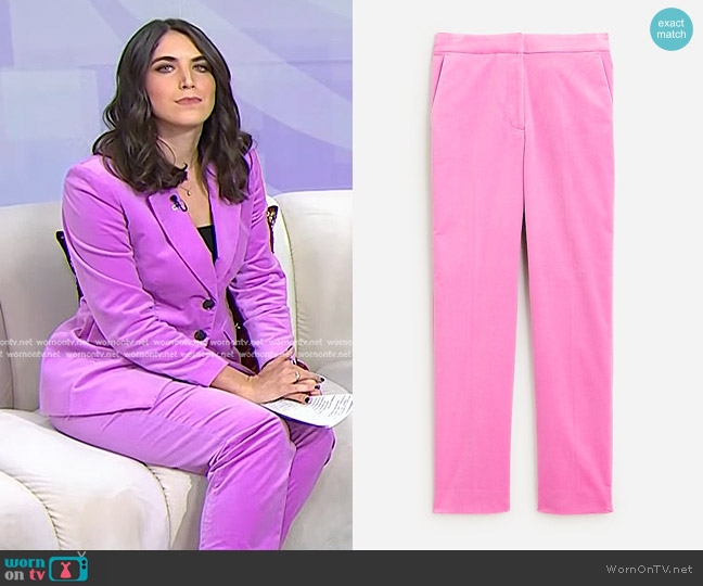 J. Crew Kate Straight-Leg Pant in Stretch Velvet Pressed Dahlia worn by Liz Kreutz on Today