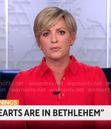Jamie Yuccas’ red shirtdress on CBS Mornings