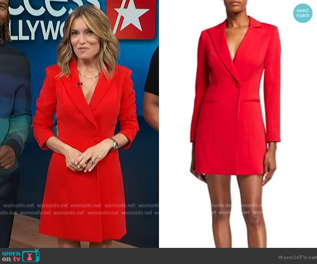 Jay Godfrey Ace One-Button Long-Sleeve Blazer Mini Dress worn by Kit Hoover on Access Hollywood