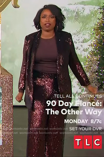 Jennifer’s bronze sequin blazer and pants on The Jennifer Hudson Show