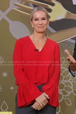 Jennifer’s red ruffle cuff top on Good Morning America