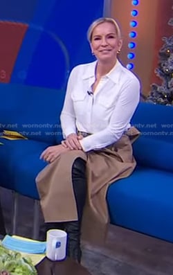 Jennifer’s white shirt and beige skirt on Good Morning America
