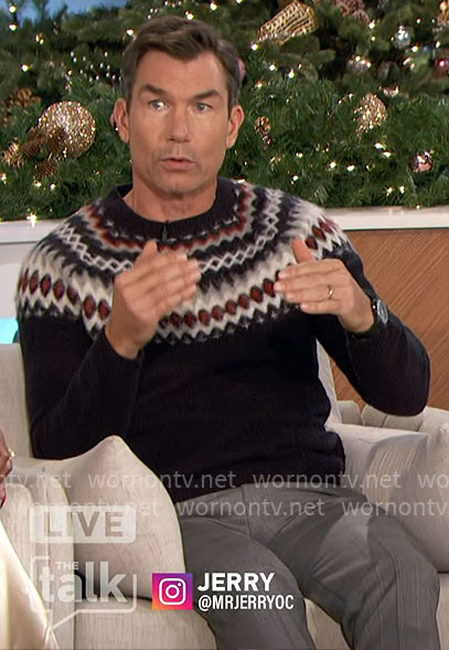 Jerry’s navy fair isle sweater on The Talk