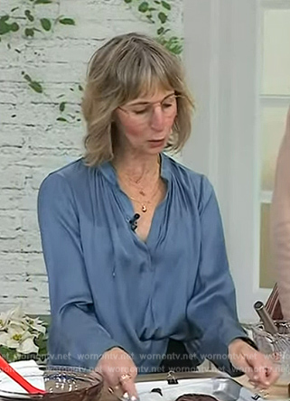 Jessie Sheehan’s blue satin blouse on Today