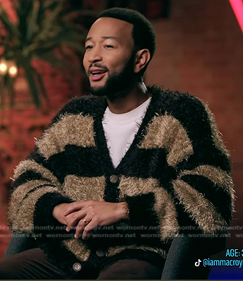 John Legend’s striped fuzzy cardigan on The Voice