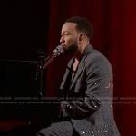 John Legend’s grey embellished suit on The Voice