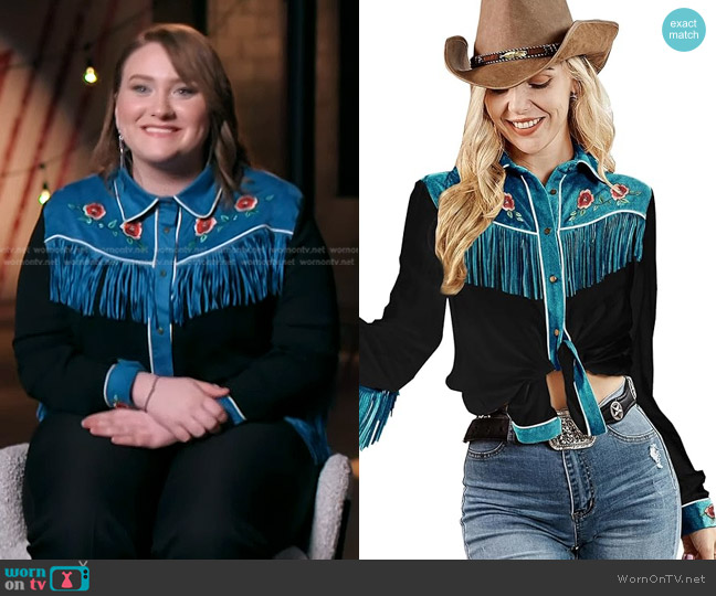 John Moon Fringe Western Long Sleeve Shirts worn by Ruby Leigh on The Voice