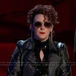Jordan Rainer’s black studded moto jacket on The Voice