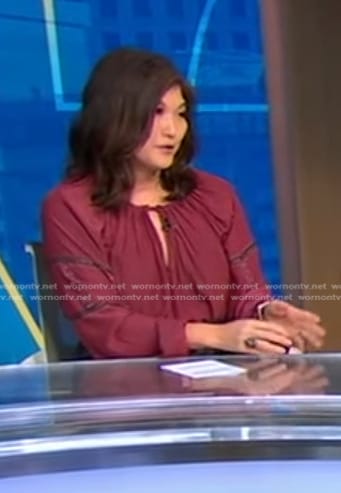 Juju’s red keyhole blouse on Good Morning America