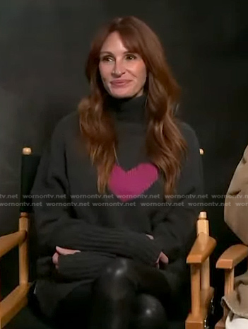 Julia Roberts’s black turtleneck heart sweater on Access Hollywood