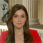 Julie’s pink contrast collar velvet blazer on NBC News Daily