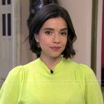 Julie’s yellow puff sleeve sweater on NBC News Daily