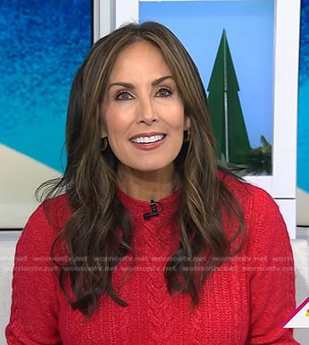 Karen Swensen’s red cable knit sweater dress on Today