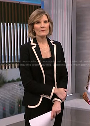 Kate’s black tipped blazer on NBC News Daily